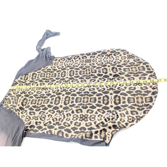 Venus Leopard Black High Low Long Sleeve Top with Front Pocket Size XS - Picture 4 of 7